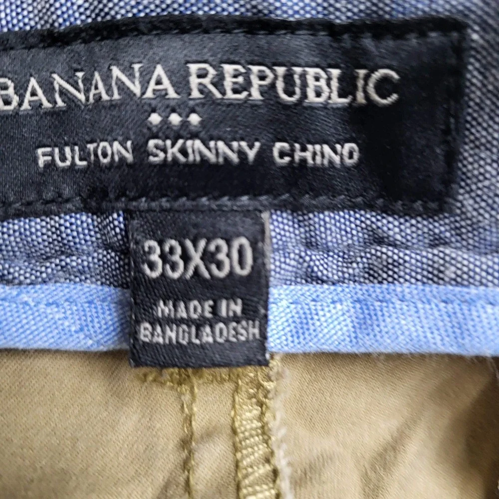 Banana Republic Men‎ Pants 33X30 Khaki Chino Twill Fulton Skinny Button 29